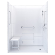 Handicapped accessible shower stall with accessories